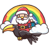 Toucan Bird Santa Claus Rainbow