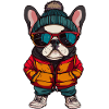 French Buldog Dog Winter Comic