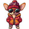 Chihuahua Dog Winter Comic
