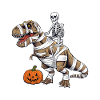 Halloween Skeleton Riding Dinosaur