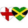 England Jamaica Flag Heart Used