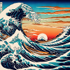Vagues style estampe