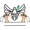 Dove with ribbon peace