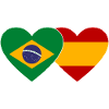 Brésil Espagne Drapeau Coeur