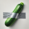 Zucchini framed by ribbon