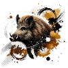 Wildschwein, buntes Aquarell