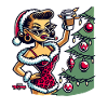 Christmas Pin-Up Cartoon Motif