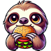 Funny Sloth Burger Cartoon Design
