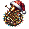 Tuba Instrument Santa Hat Xmas