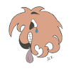 Lion biting his tongue