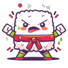 Vred sushi tegning, kawaii karate sushi