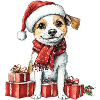 Weihnachts-Welpe mit Geschenken