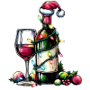Wine-drinking drinker Santa hat Xmas