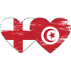 Inghilterra Tunisia Bandiera Cuore Usato