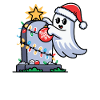 Christmas ghost with gravestone