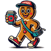 Funny gingerbread snob with coffee