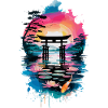 Kirschblüte Japanisch Berg Flusslandschaft