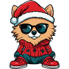 Chien Poméranien Noël Noël Cool