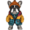 Français Buldog Chien Mode Hiver
