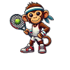 Tennis Playing Monkey Chimpanzee Cartoon