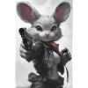 Action bunny in leather jacket