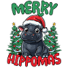 Joyeux Hippomas Drôle Hippopotames Noël