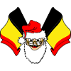 Weihnachtsmann mit zwei belgischen Flaggen
