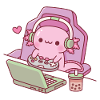 Söt Axolotl Gaming På Laptop Rolig