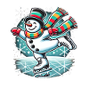 Skating Snowman Winter Christmas