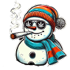 Kiffer Schneemann Winter Weihnachten Hanf