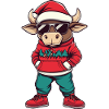 Bull Christmas Comic Cool Taurus