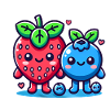 Duo Kawaii Fraise Myrtille