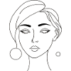 Line portrait with geometric earrings