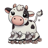 Skating Cow Cartoon TShirt Design