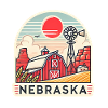 Nebraska Farm Sunset Illustration