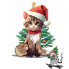 Chat Souris Noël Père Noël