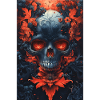 Blood Red Blossoms Skull Art