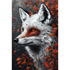Portrait d’automne du renard avec œil rouge