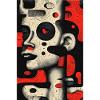 Portrait abstrait avec accents rouges