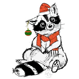 Procione divertente con berretto rosso