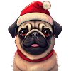 Cute Pug with Santa Hat