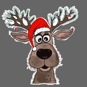 Lustiges Rentier mit Weihnachtsmütze