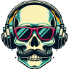 Skull in headphones