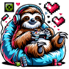 Relaxed Gamer Sloth with Controller