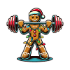 Funny Gingerbread Man Bodybuilder Christmassy
