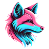 Neon Fox Glow Artistic Design