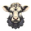Detailed Cow Head Illustration