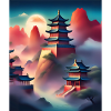 Japanese castles on mountains