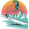 Snowkiting Minimalist Sunset