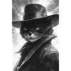 Chat noir et blanc dans un look cowboy